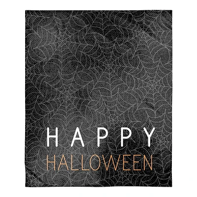 Happy Halloween Spider Webs 50" x 60" Sherpa Fleece Blanket