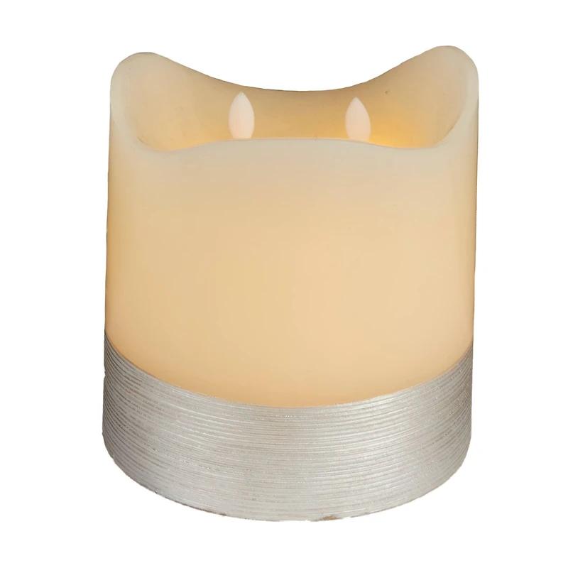 Cream & Silver Traditional Flameless Candle