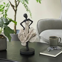 14.25" Black & Silver Dancer Decorative Sculpture