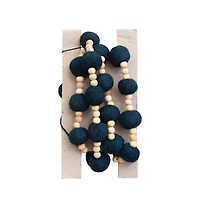 Hello Honey® 6ft. Blue Wool Felt Balls & Natural Wood Beads Garland