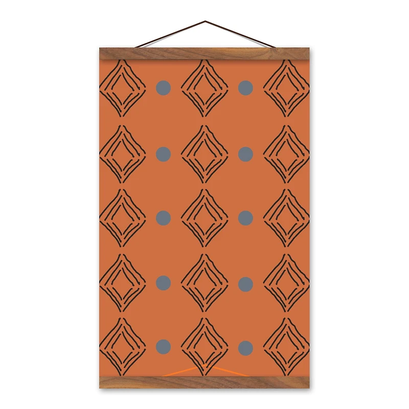 Diamond Dots 12" x 18" Teak Hanging Canvas
