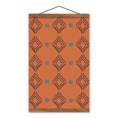 Diamond Dots 12" x 18" Teak Hanging Canvas
