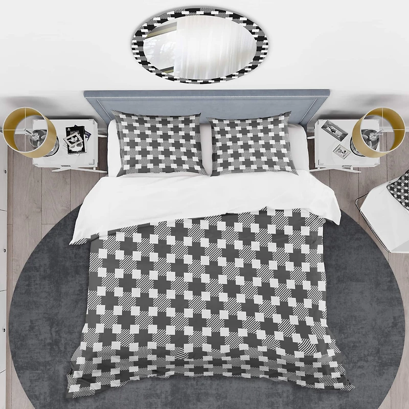 Designart 'Geometric Monochrome Pattern II' Mid-Century Duvet Cover Set