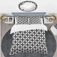 Designart 'Geometric Monochrome Pattern II' Mid-Century Duvet Cover Set