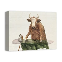 Ironing Cow 14" x 11" Canvas Wall Art