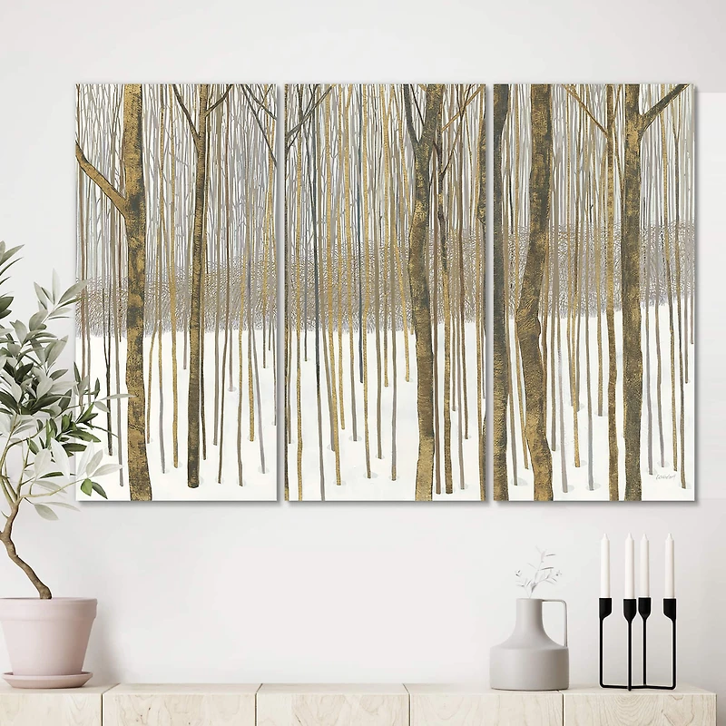 Designart - Forest in Winter Gold