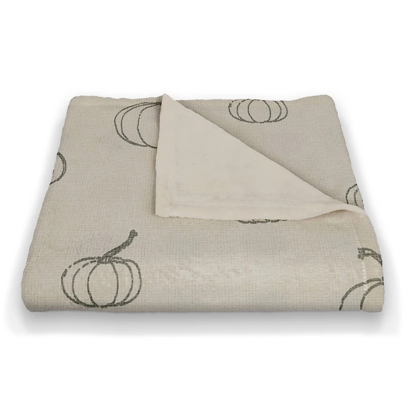 Gray Mini Pumpkin Patterned Coral Fleece Blanket