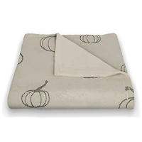 Gray Mini Pumpkin Patterned Coral Fleece Blanket
