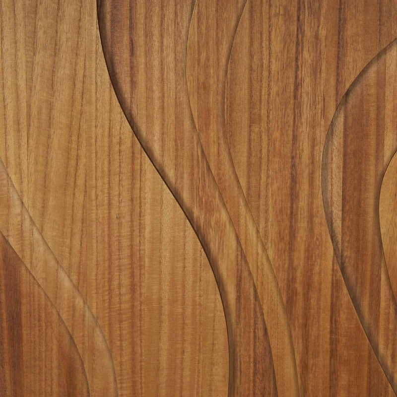 Brown Wooden Abstract Wavy Carved Wall Décor Set 