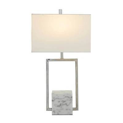 CosmoLiving by Cosmopolitan Silver Marble Modern Table Lamp, 25" x 14" x 10"
