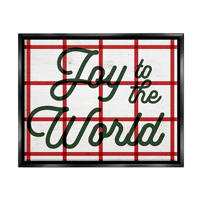Stupell Industries Joy To The World Tartan Phrase Framed Floater Canvas Wall Art