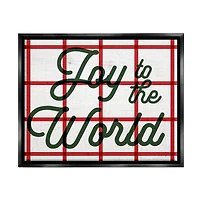 Stupell Industries Joy To The World Tartan Phrase Framed Floater Canvas Wall Art