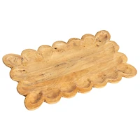 Hello Honey 17.5" Natural Scalloped Mango Wood Tray