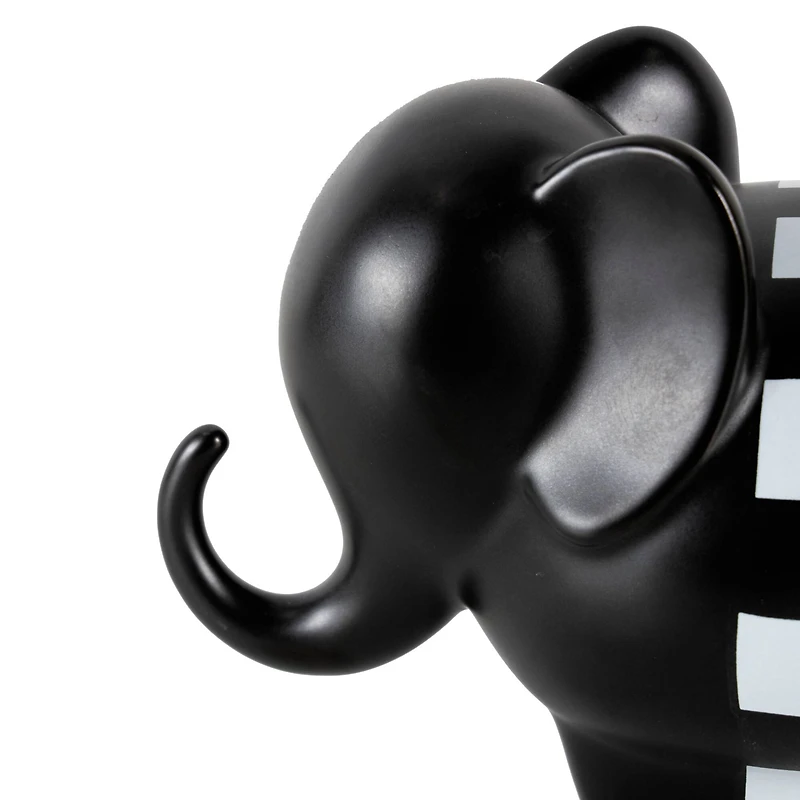Black Checker Print Elephant Sculpture Set