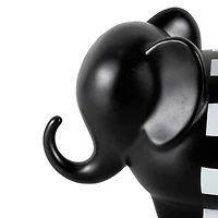 Black Checker Print Elephant Sculpture Set