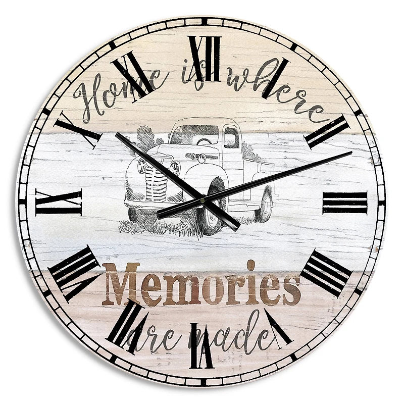 Designart 'Farmhouse Moment Truck Farmhouse Wall Clock