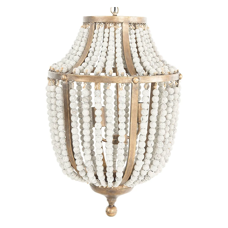 Hello Honey® 27" Metal Chandelier With White Wooden Beads