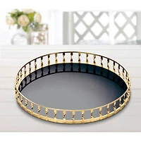 15" Gold Twist Mirrored Tray