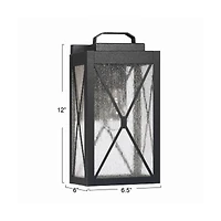 Hello Honey® Charleston Matte Black Farmhouse Rectangular Metal & Glass Wall Mounted Outdoor Light