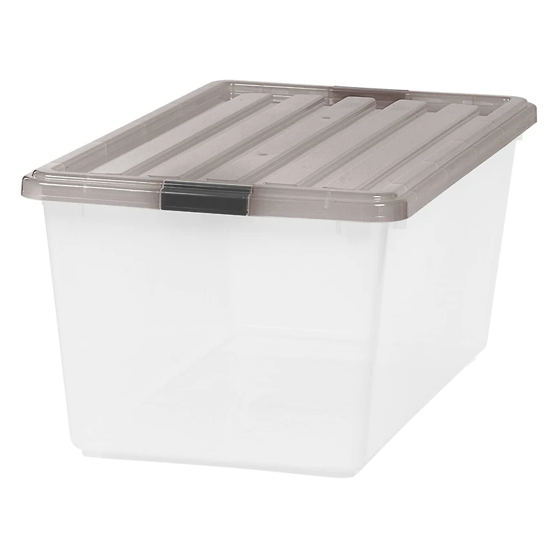 Iris® 91qt. Clear View Plastic Storage Bins with Gray Latching Buckle Lids, 4ct.