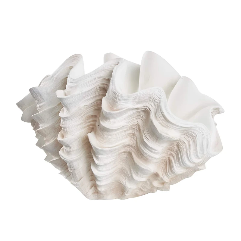 19" Cream Resin Shell Textured Sculpture