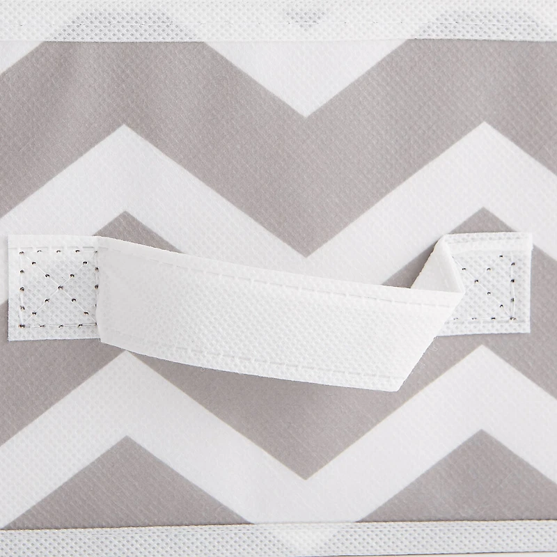 DII® 11" Gray Chevron Square Bin Set, 2ct.