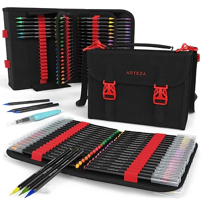 Arteza® 96 Real Brush Pens® Set with Carrying Case