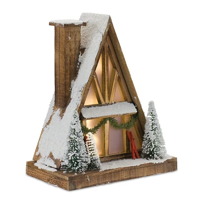 16.5" Vintage A-Frame Ski Lodge Lighted Tabletop Town Décor