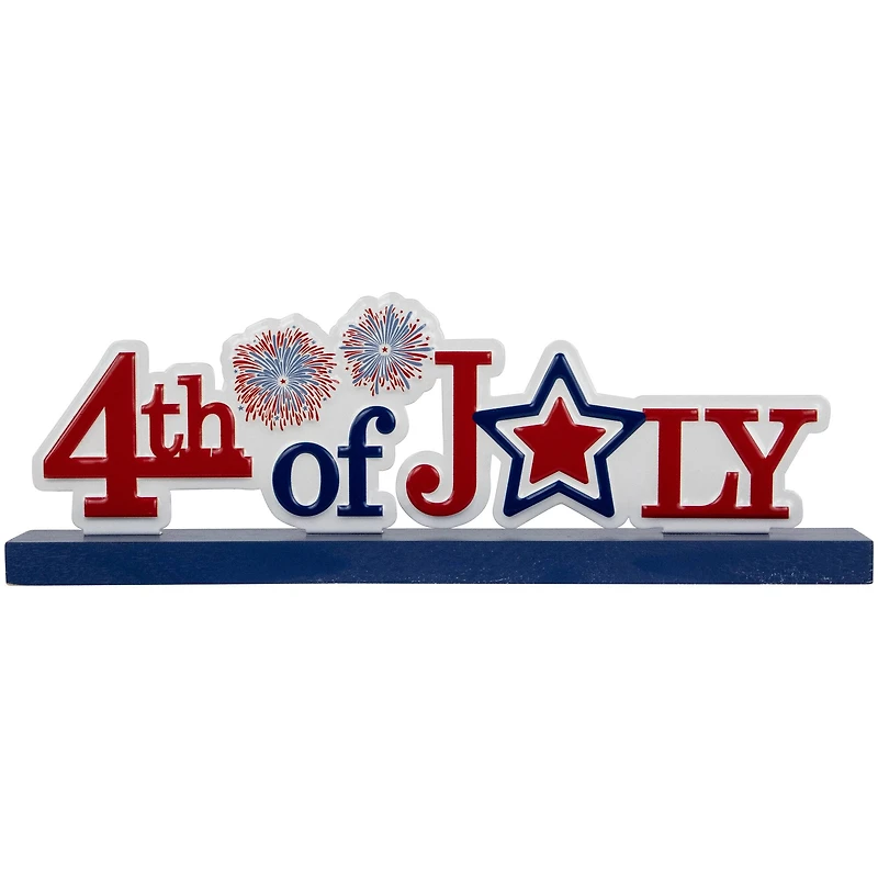 11.5" Fireworks 4th of July Patriotic Metal Tabletop Sign