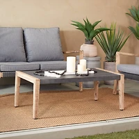 44" Dark Gray Wood Outdoor Coffee Table With Wood Legs