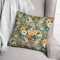 Tropical Floral Square Throw Pillow
