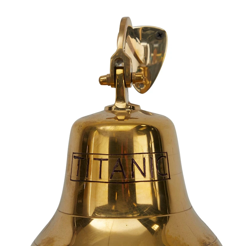 7.5" Gold Titanic Nautical Bell Wall Accent with Rope Pull