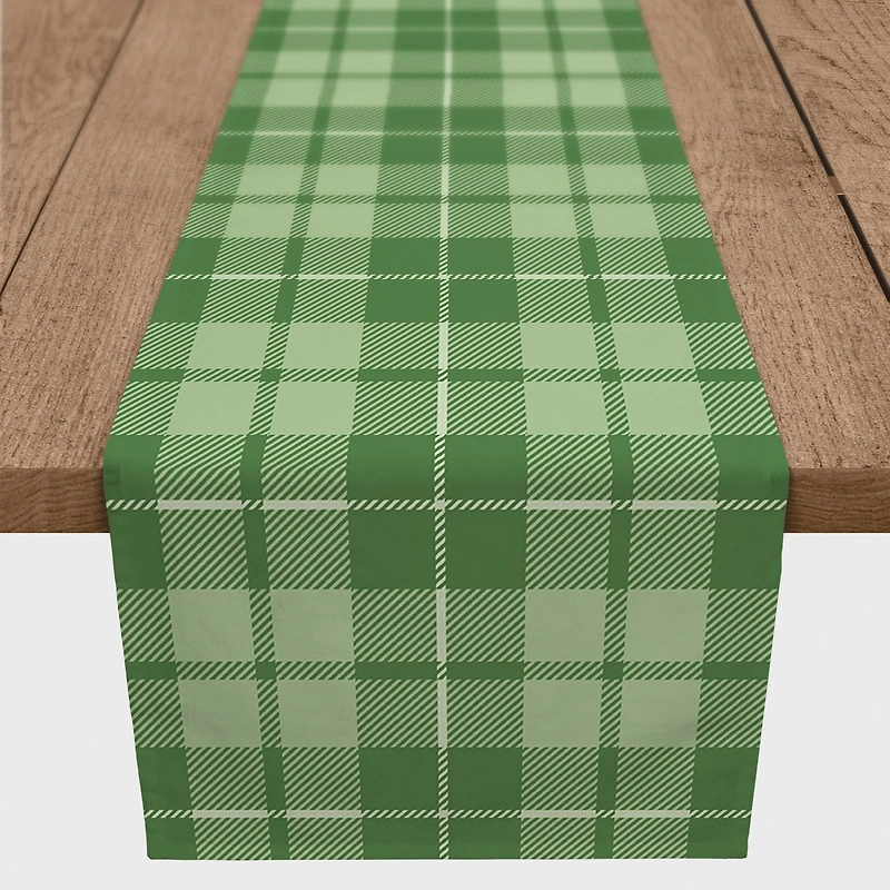 Green Plaid Outdoor Table Runner
