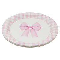 12 Packs: 10 ct. (120 total) 9" Pink Bow & Gingham Dinner Plates by Celebrate It™