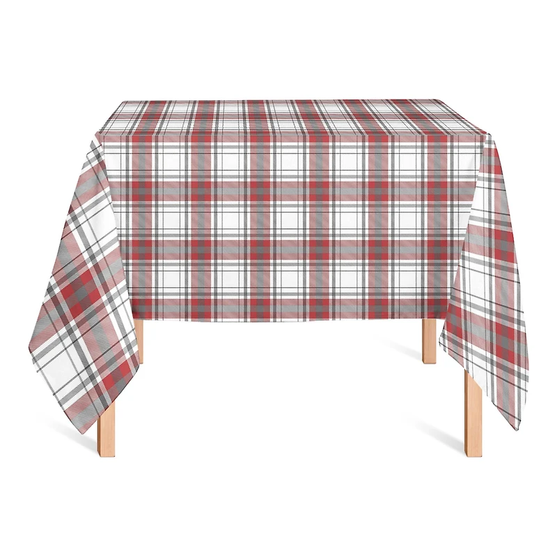 Red Gray Plaid 58x58 Tablecloth
