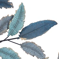 Blue Metal Leaf Traditional Wall Decor