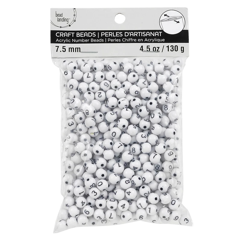 Number Acrylic Round Craft Beads by Bead Landing™, 7.5mm