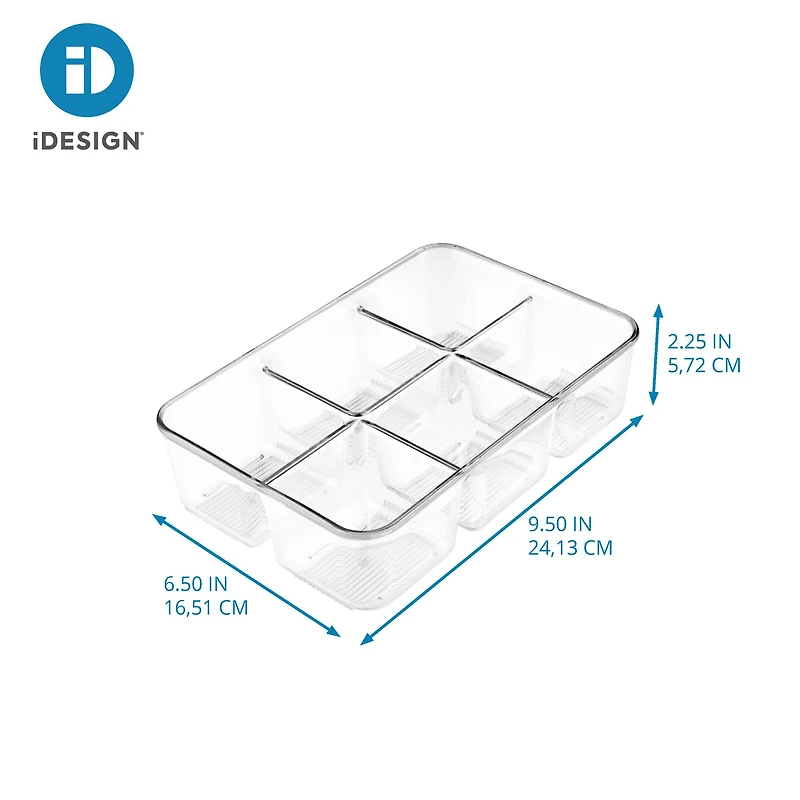 iDesign 6 Compartment Plastic Drawer Organizer