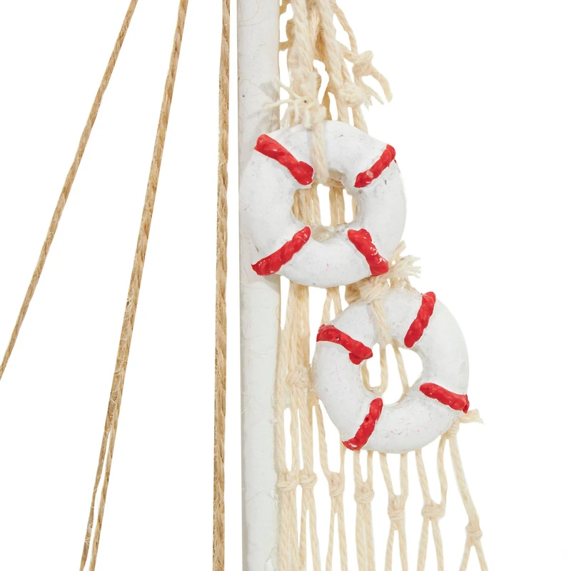 Blue Sail Boat with Netting & Starfish Sculpture Set