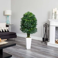 4ft. Mini Bamboo Palm Tree in White Tower Planter