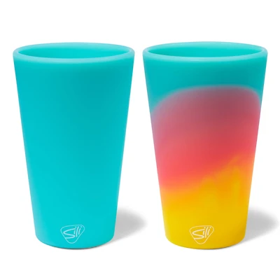 Silipint® 16oz. Aurora & Aqua Silicone Pint Glasses, 2ct.