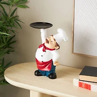12" Polystone Chef Kitchen Decorative Sculpture with Tray