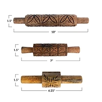 Hello Honey® Natural Hand-Carved Mango Wood Rolling Pin Set
