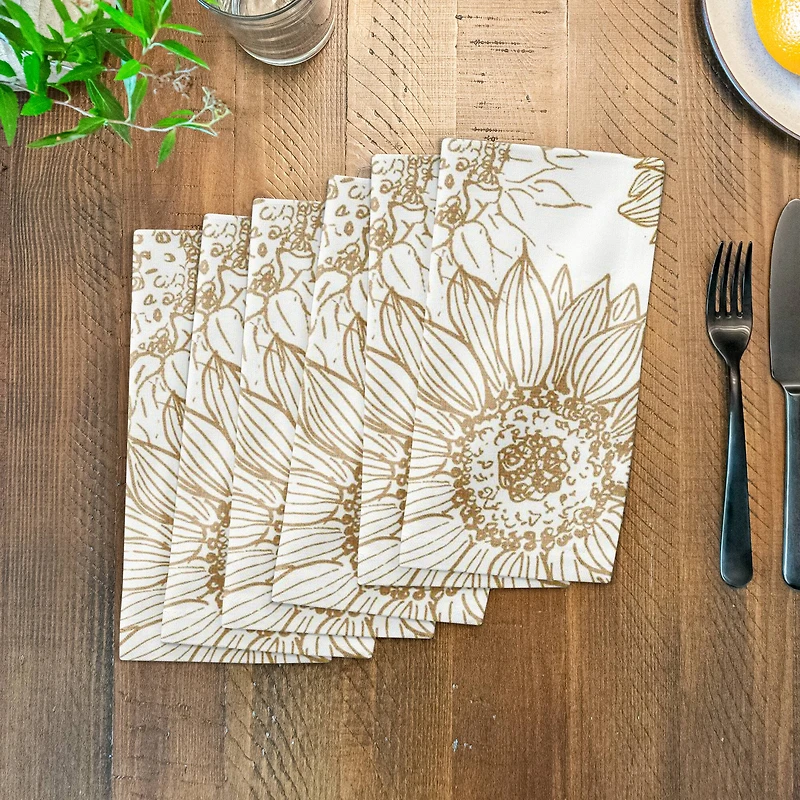 Large Sunflower Head Cotton Twill Napkin
