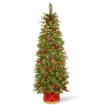 6ft. Pre-Lit Colonial Artificial Christmas Half Tree, Clear Lights