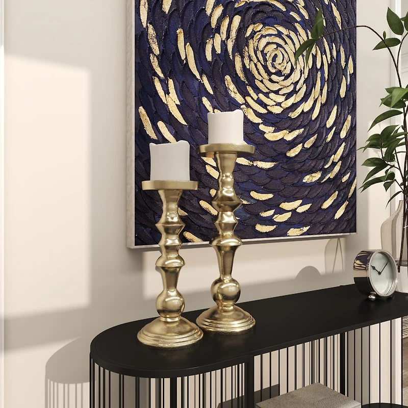 Gold Aluminum Candle Holder Set