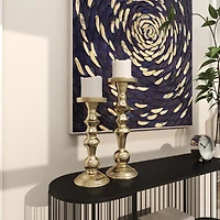 Gold Aluminum Candle Holder Set