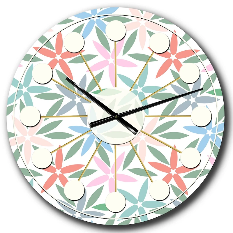 Designart 'Retro Abstract Flower Design Iii Mid-Century Modern Wall Clock