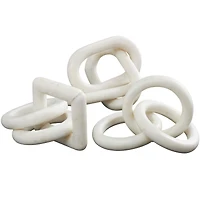 White Marble Geometric 3-Link Chain Sculpture Set