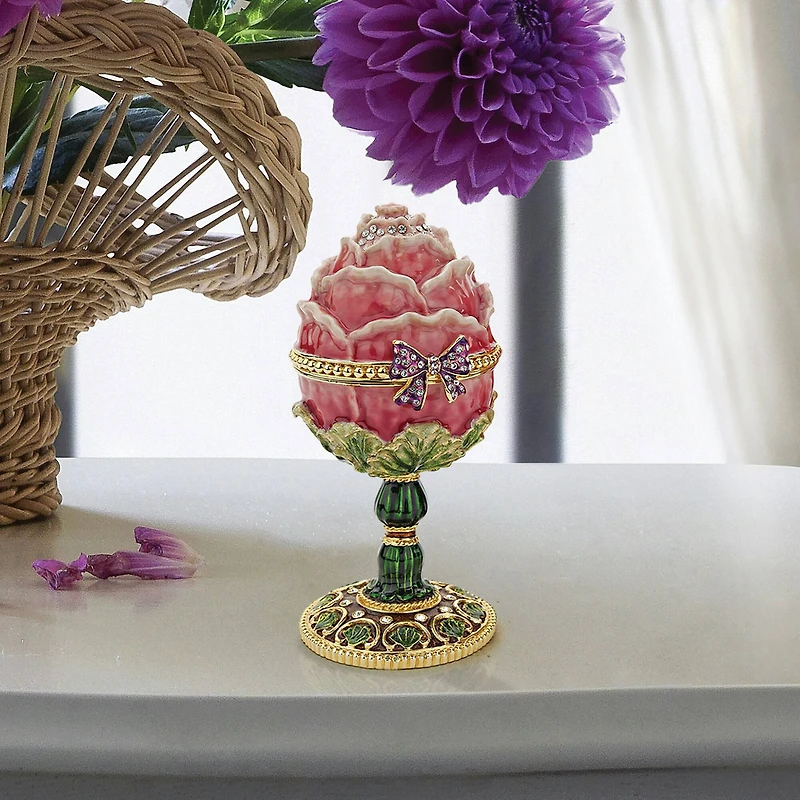 5.5" A Garden Rose Treasure Romanov Style Enameled Egg